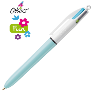 BIC 4 COLOUR FUN PENNA A SFERA TRATTO 1 mm FUSTO TURCHESE INCHOSTRO COLORI ASSORTITI CONF 12 Pz.